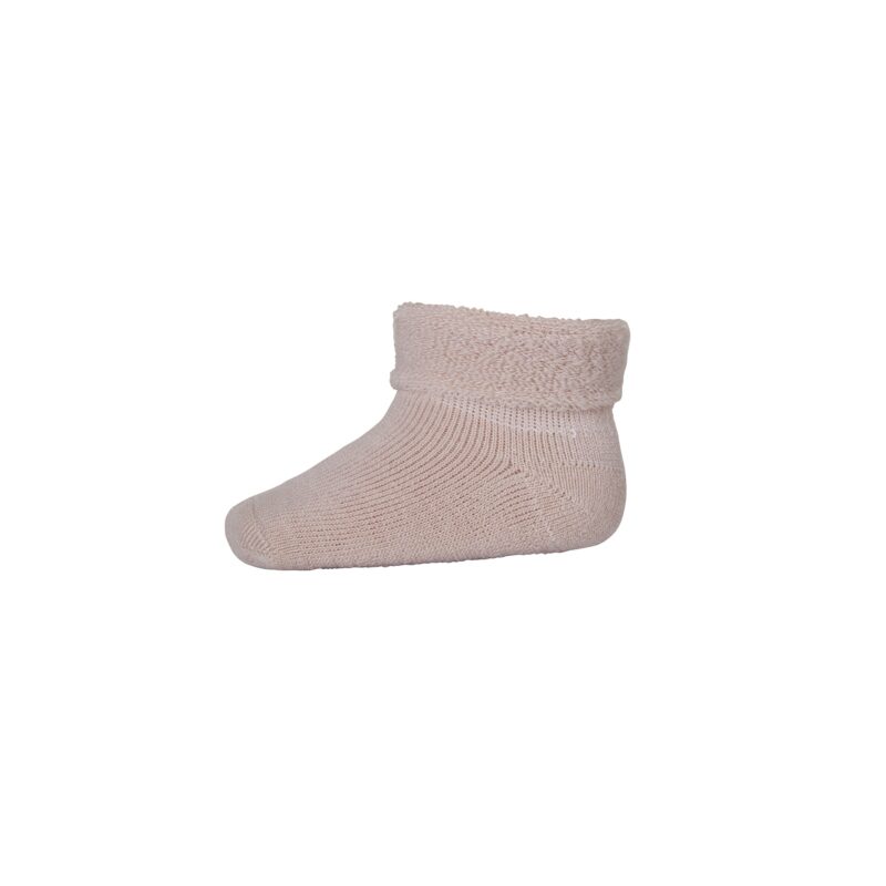 Babystrømpe med frotté indvendigt. 80% uld. Rosa strømpe i Oeko-Tex. MP.