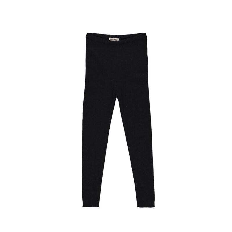 MarMar leggings i 100% merinould. Ribstrik. Sort.