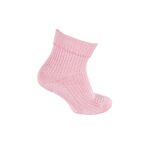 Melton strømper med dutter. Skridsikre strømper i rosa uld bambus.