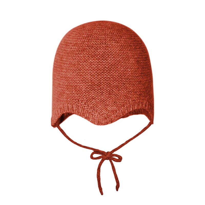 Babyhue i varm uld og cashmere. MP hue til baby i rød uld.