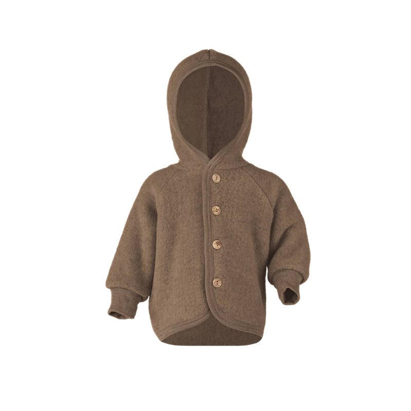 Engel babyjakke i uld. Uldfleece uldjakke i valnød.