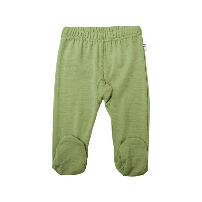 Præmatur leggings i merinould. Grøn og med fod. Joha.