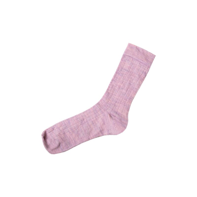 Tynd strømpe i uld. Joha uldstrømpe - rosa meleret.