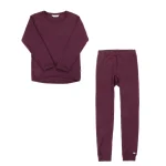 Joha skiundertøj sæt til børn. Nattøj-sæt i blomme-bordeaux merinould.