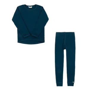 Joha skiundertøj sæt til børn. Nattøj-sæt i turkis merinould.